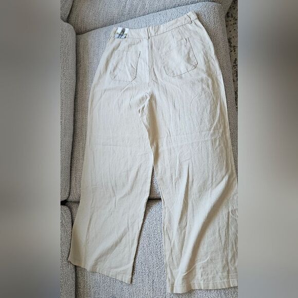Nwt linen blend wide leg high rise pants - Picture 3 of 3
